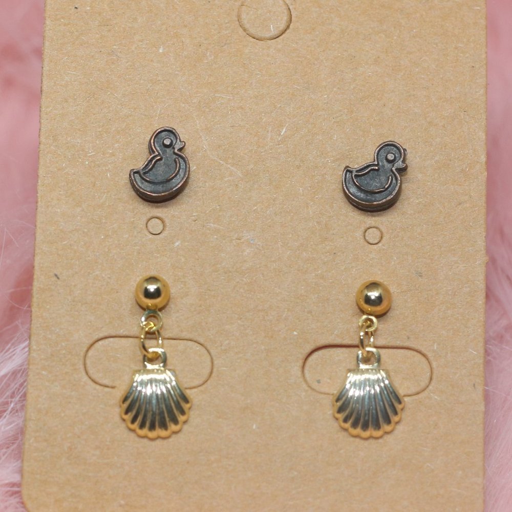 Duck and Shell Set of Earrings